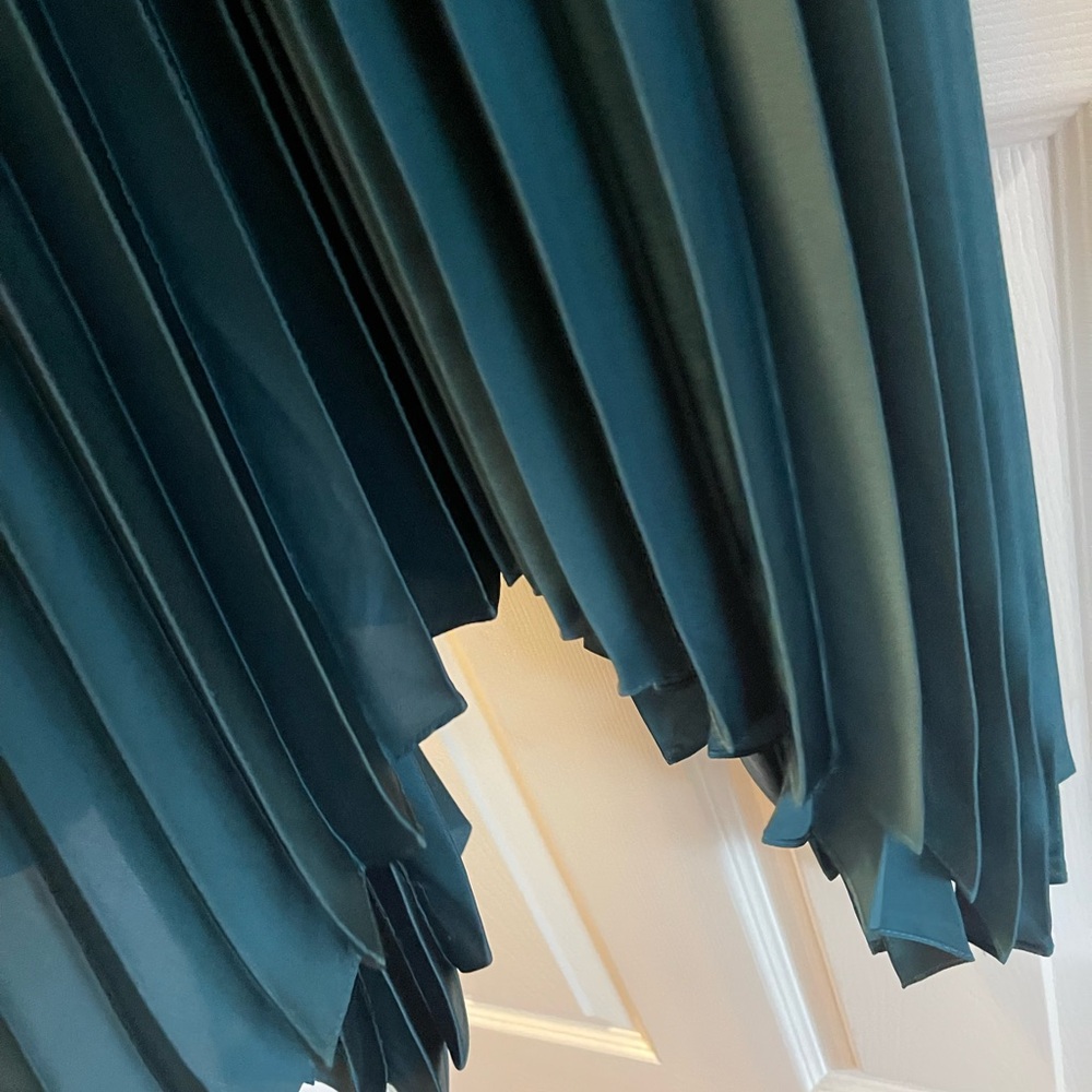 Pleated Spaghetti Strap Midi Dress in Teal - Picture 6 of 12